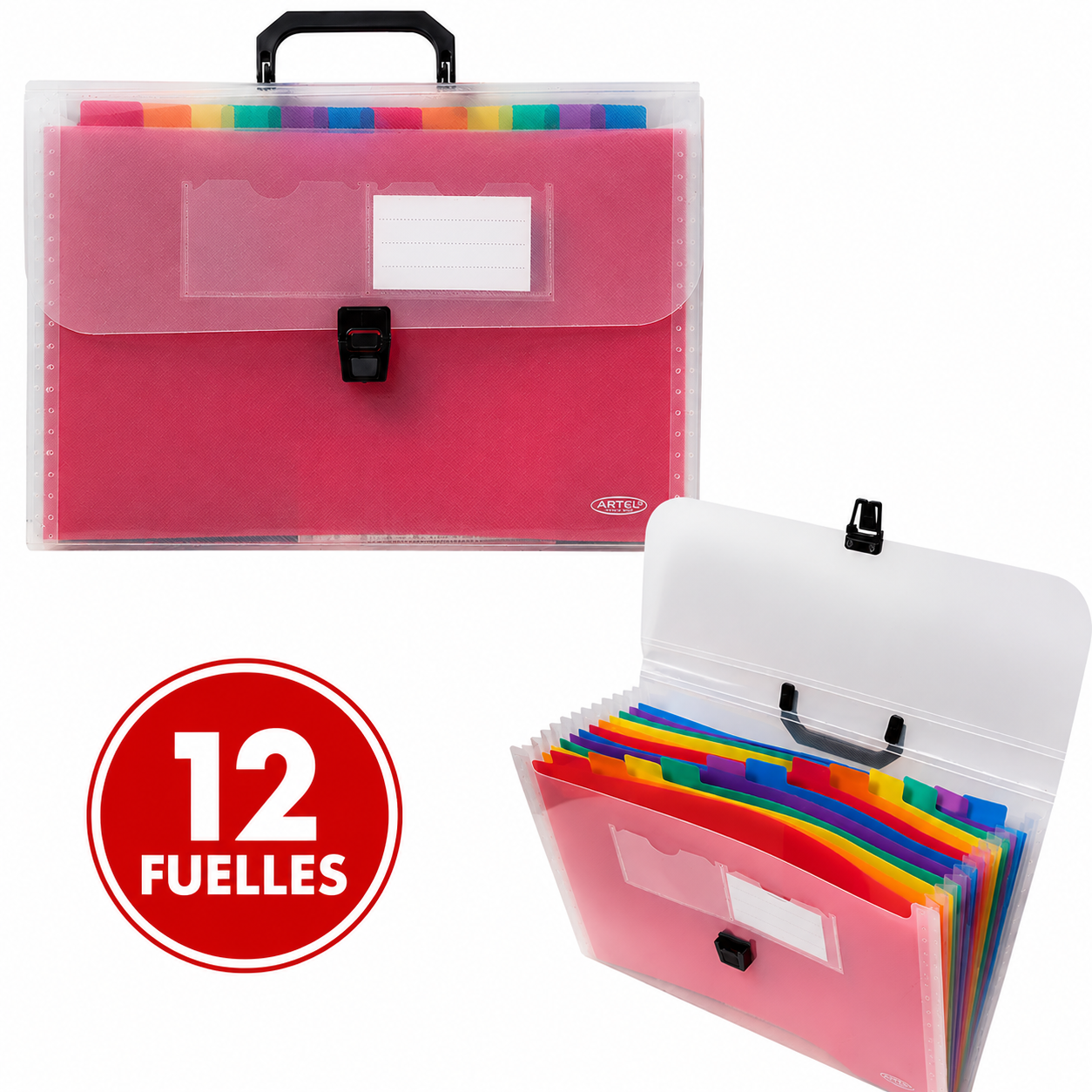 MALETA TRANSPARENTE CON UELLES DE COLORES, ARTEL