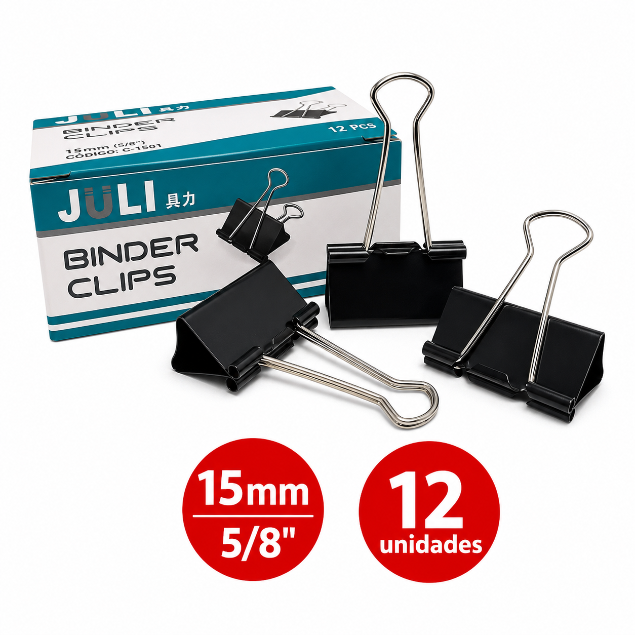 Doble Clips 15mm x12 unidades