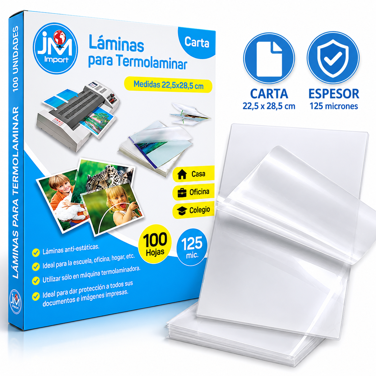 LAMINAS PARA TERMOLAMINAR CARTA x100HJAS 125MIC