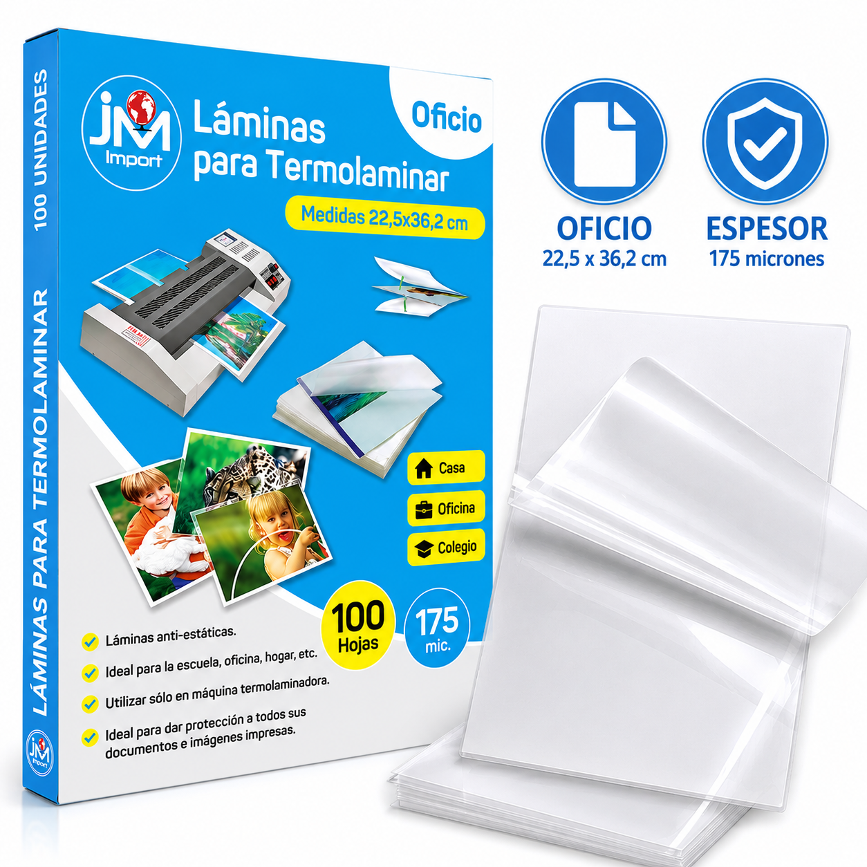LAMINAS PARA TERMILAMINAR OFICIO x100HJAS 175MIC