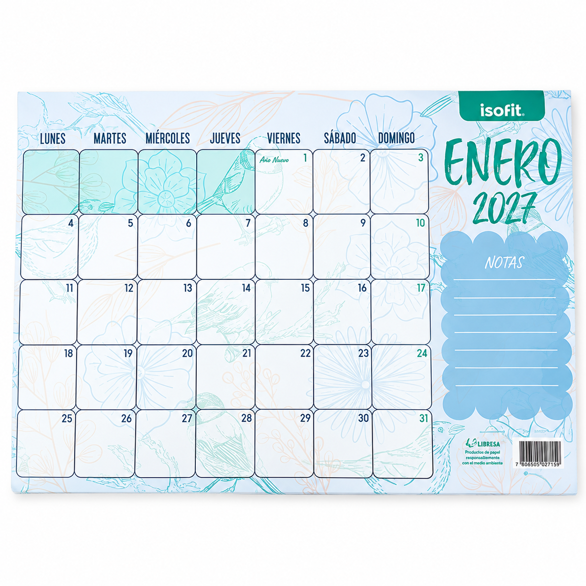 Calendario Mensual de Escritorio 30x50 cm Isofit