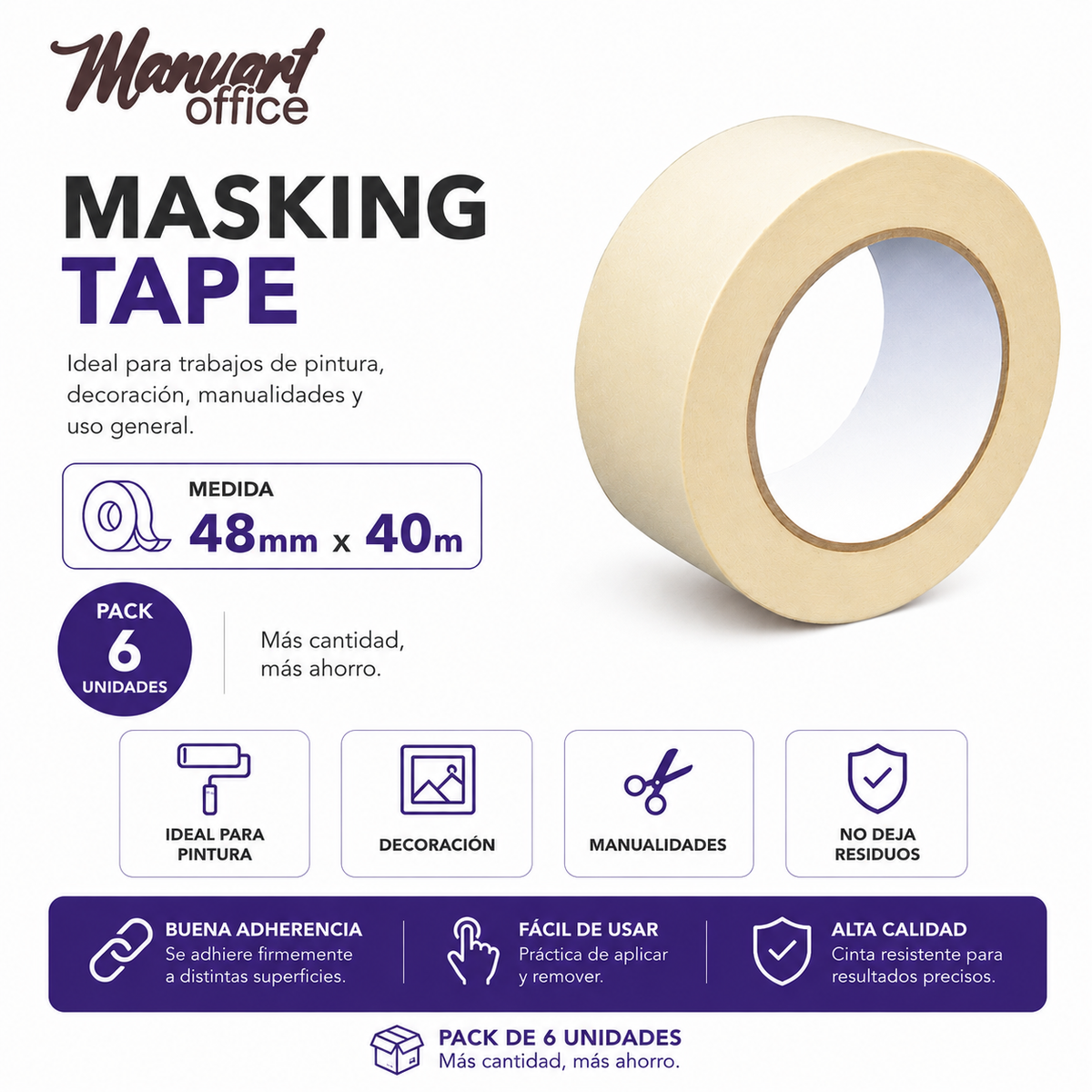 MASKING TAPE 48mmx40m X 6 uni