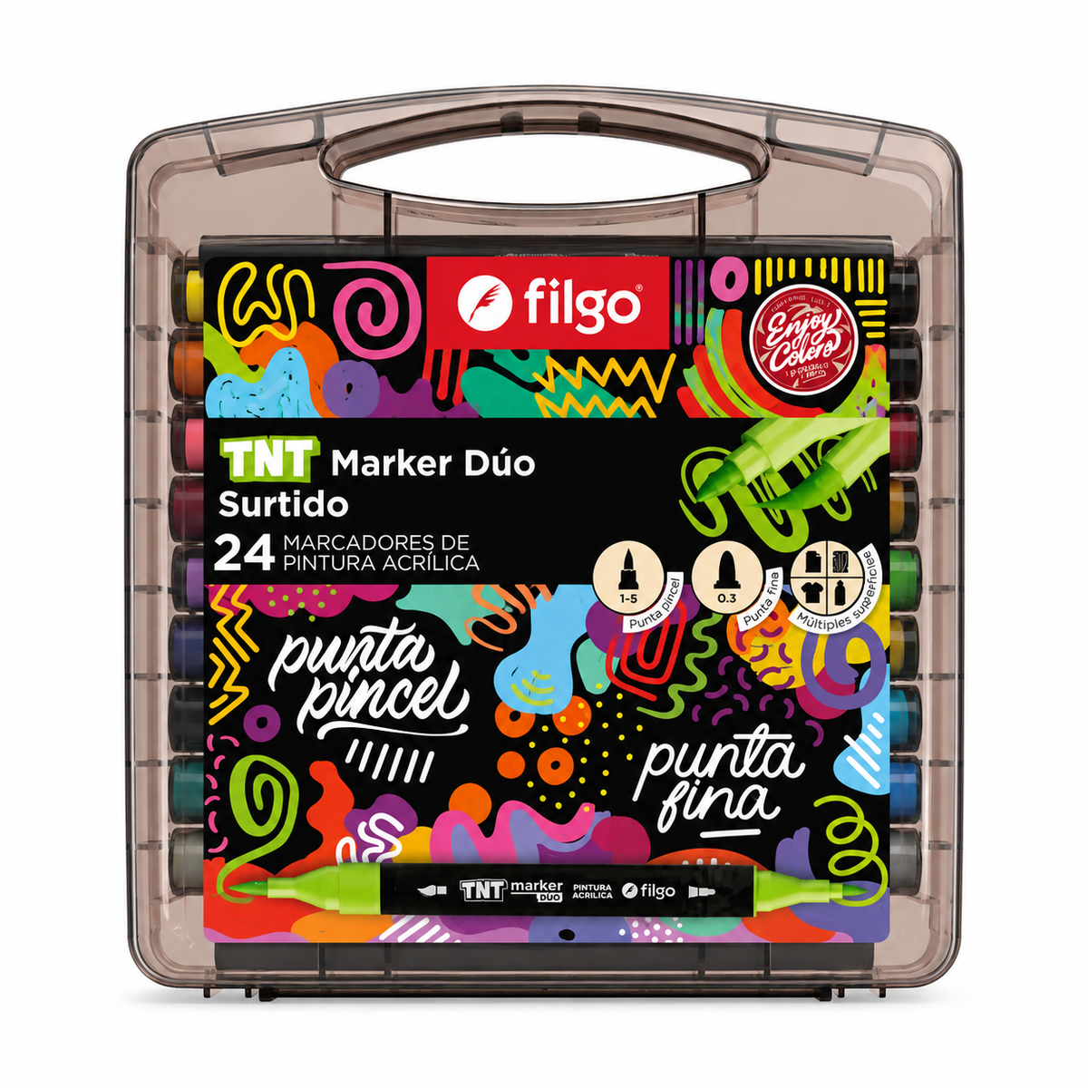 Marcadores De Pintura Acrílica Doble Punta Fina/Pincel 24 Colores