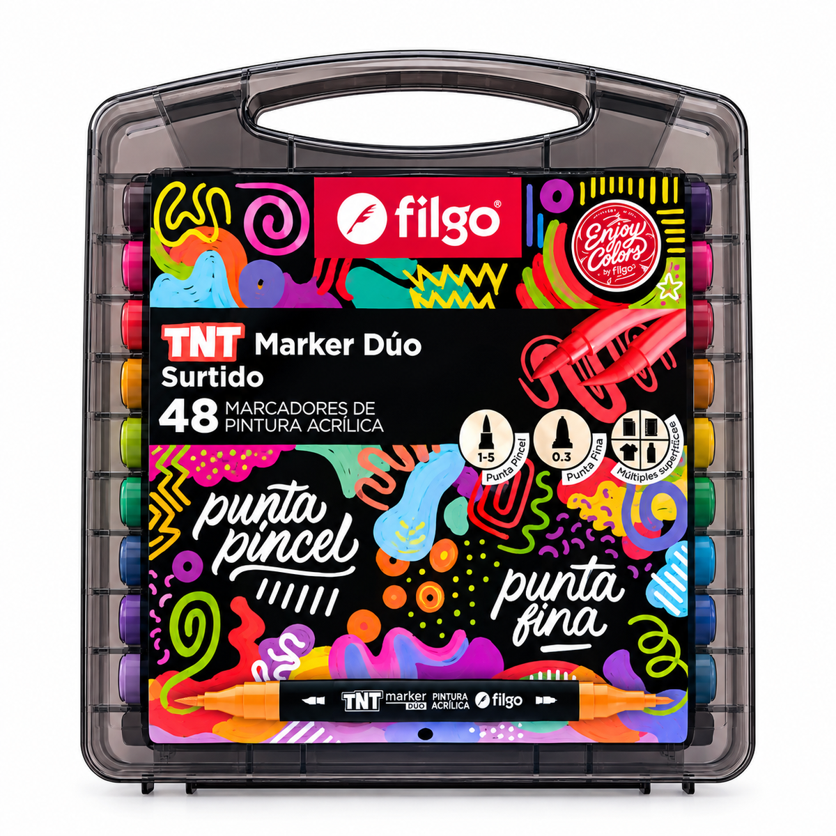 Marcadores De Pintura Acrílica Doble Punta Fina/Pincel 48 Colores