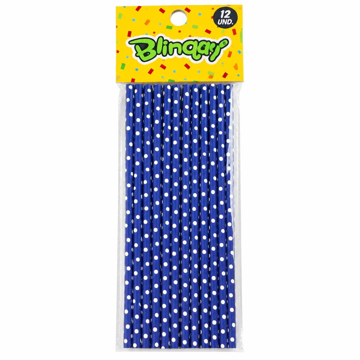 Bombilla Polipapel Polka Azul 12 Uni