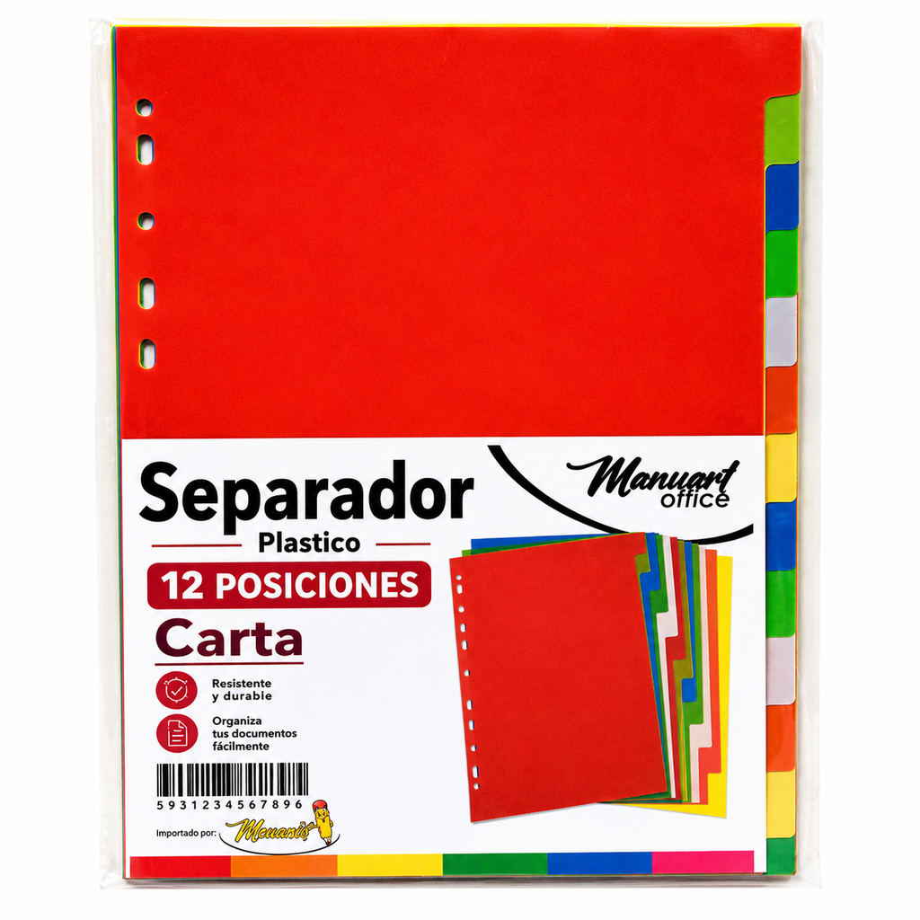 Separador Carta 12 Posiciones Vinilico Manuart Office