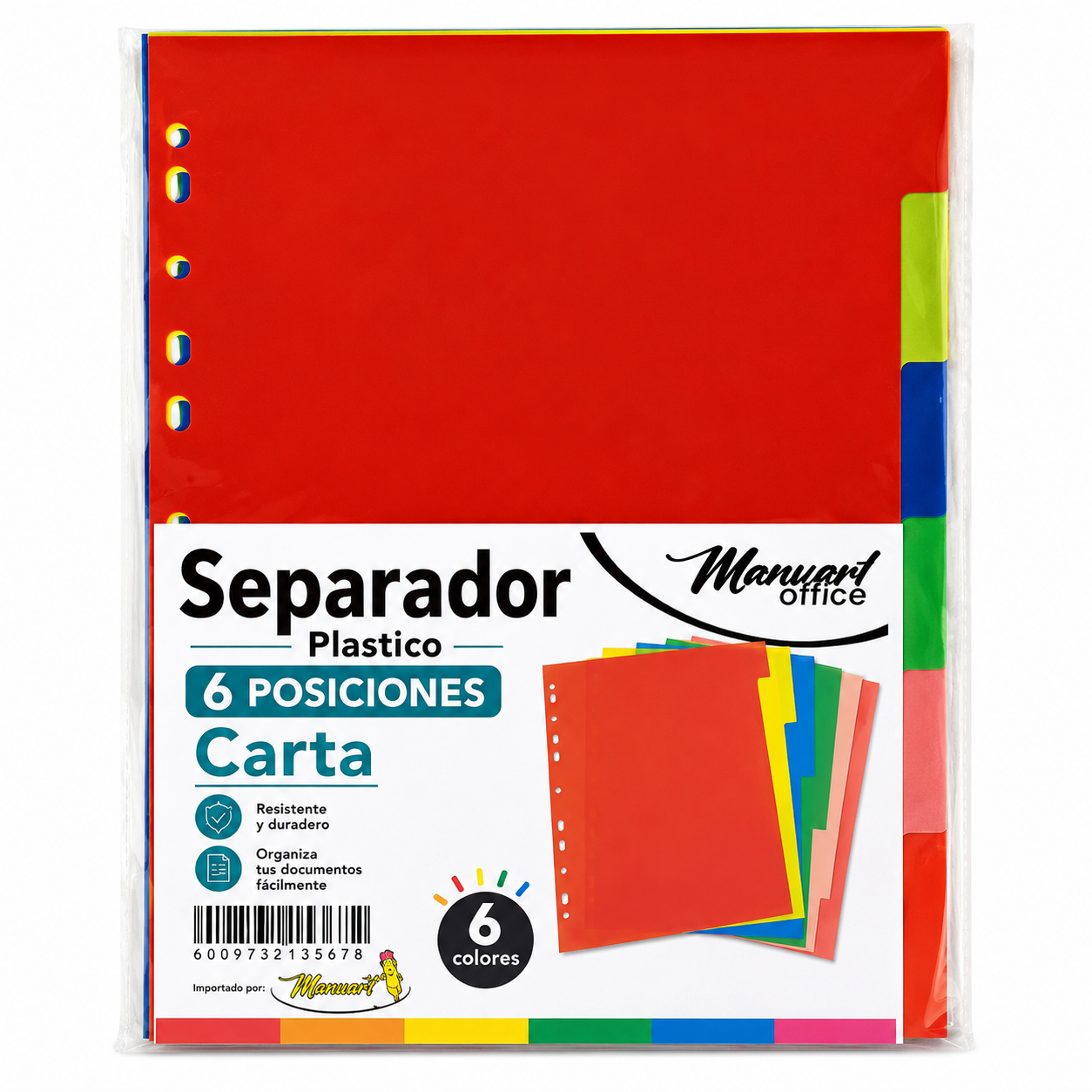 Separador Carta 6 Posiciones Vinilico Manuart Office