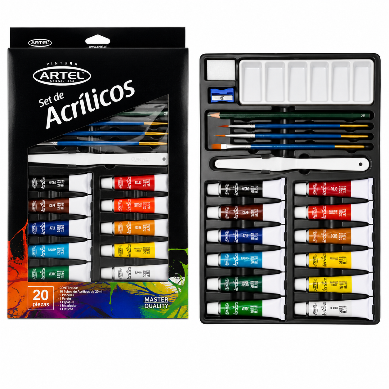 Set Pintura Acrílica 20 piezas Artel