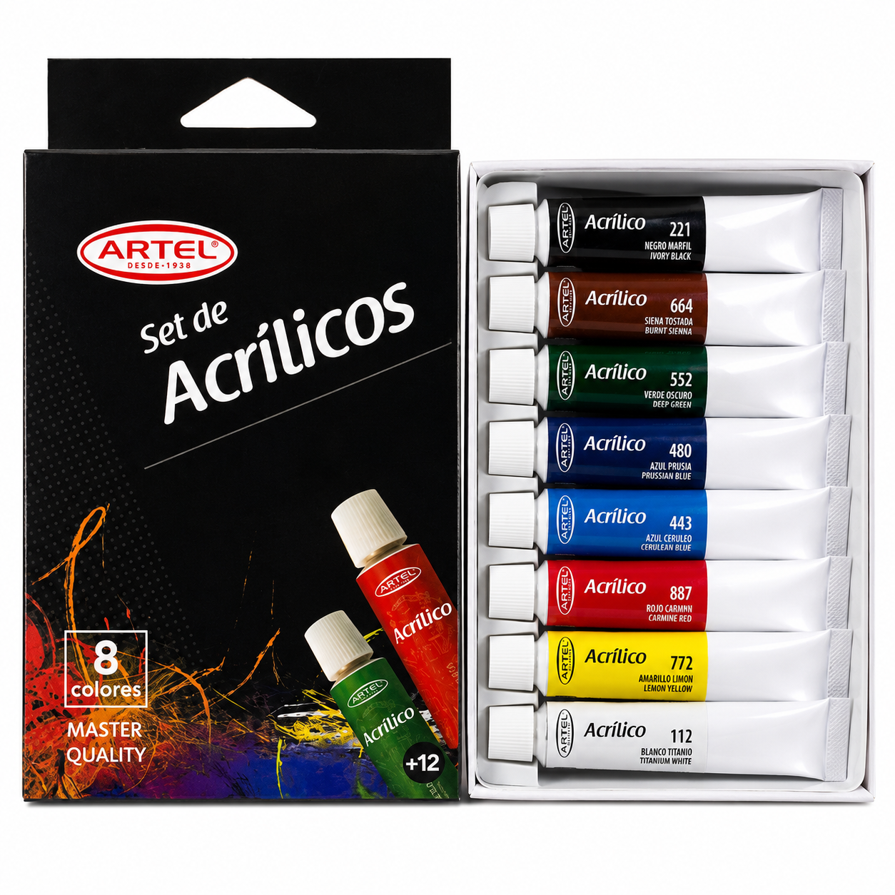 SET DE ACRILICOS 8 COLORES ARTEL