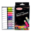 Set 12 Pinturas Acrílicas Colores Neón Y Pastel 12 Ml