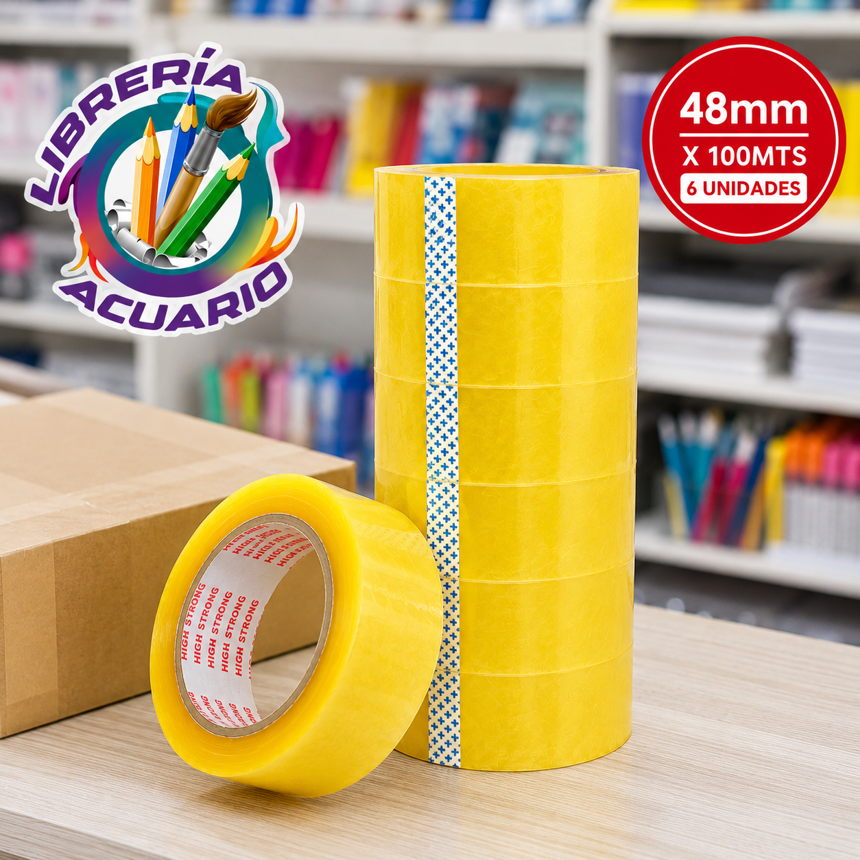 Cinta de embalaje 48mm x 100MTS 6 UNIDADES