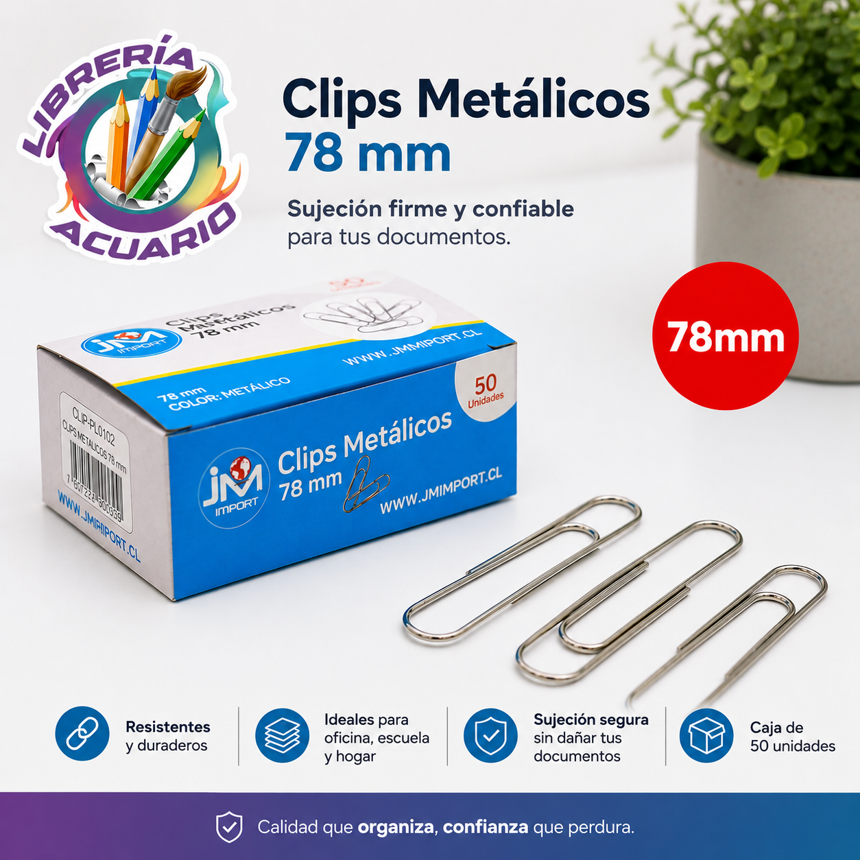 CLIPS METALICOS 78MM x50UNI, JM