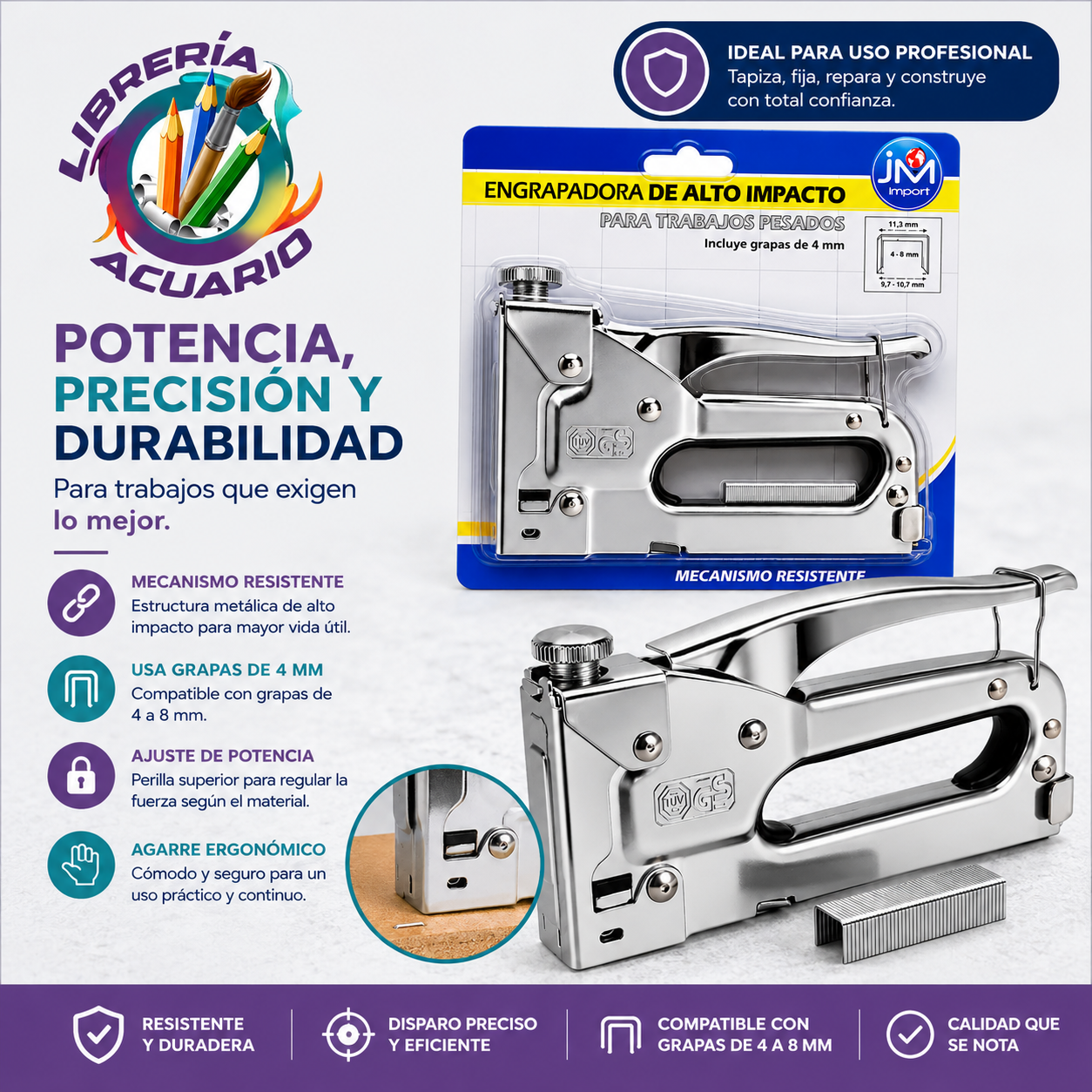 Grapadora Metálica Alto Impacto
