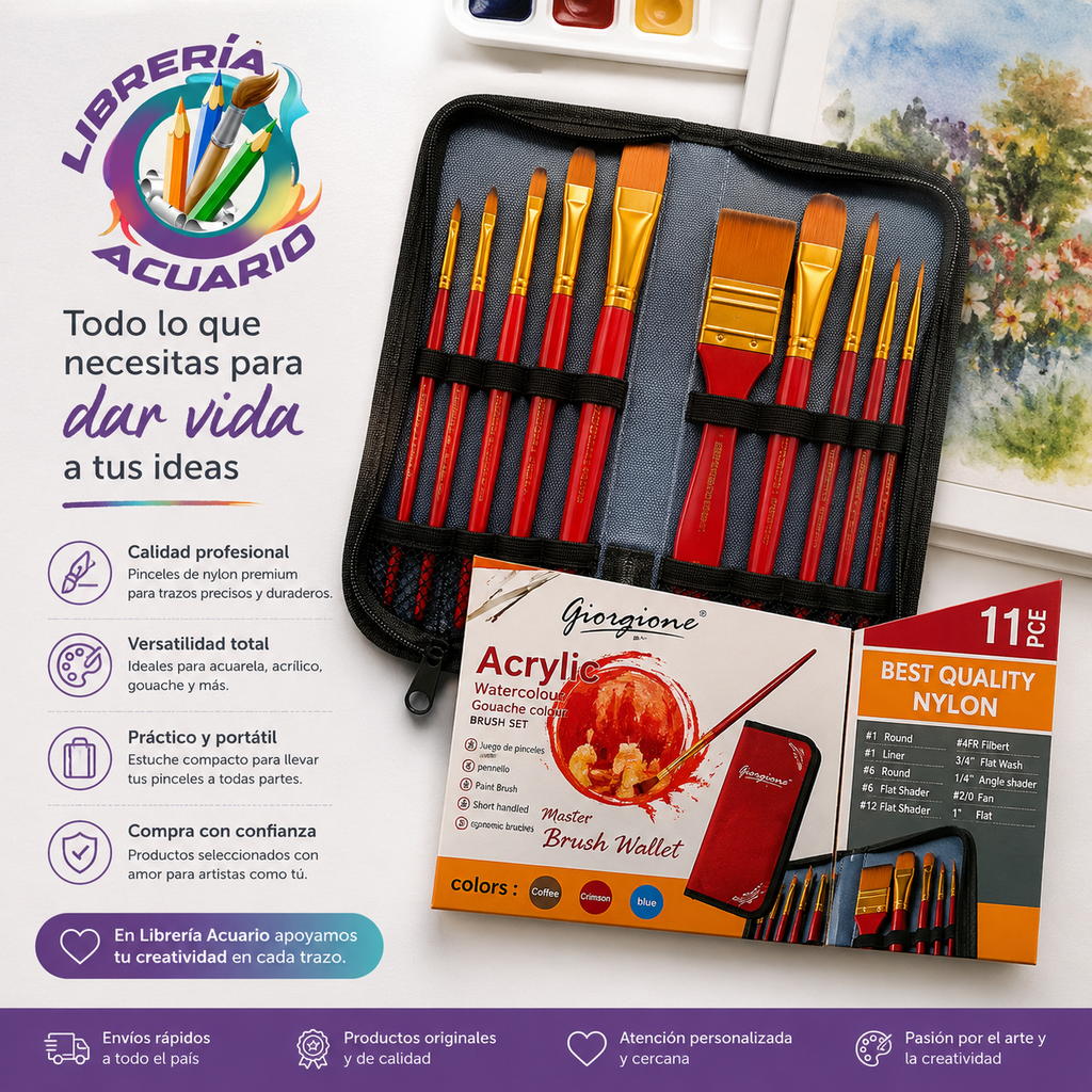Set de pinceles Acrílicos con estuche