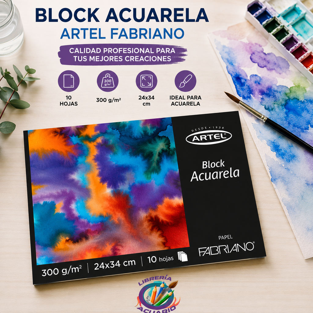 BLOCK ACUARELA 300 GR 24X43 ARTEL