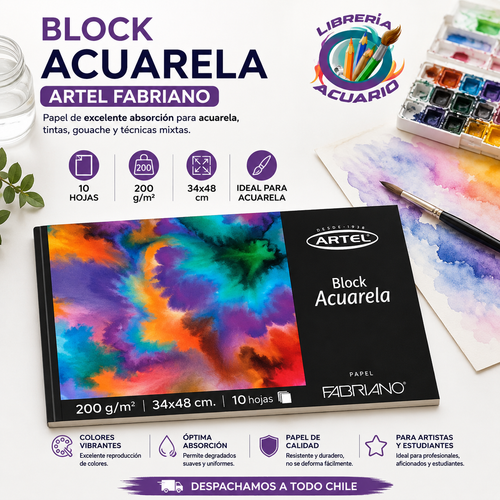 BLOCK ACUARELA 200G 34X48, ARTEL