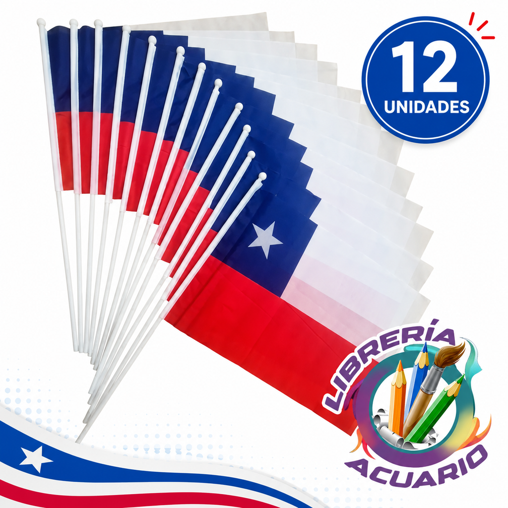 Bandera de chile 30x45 x12 Unidades