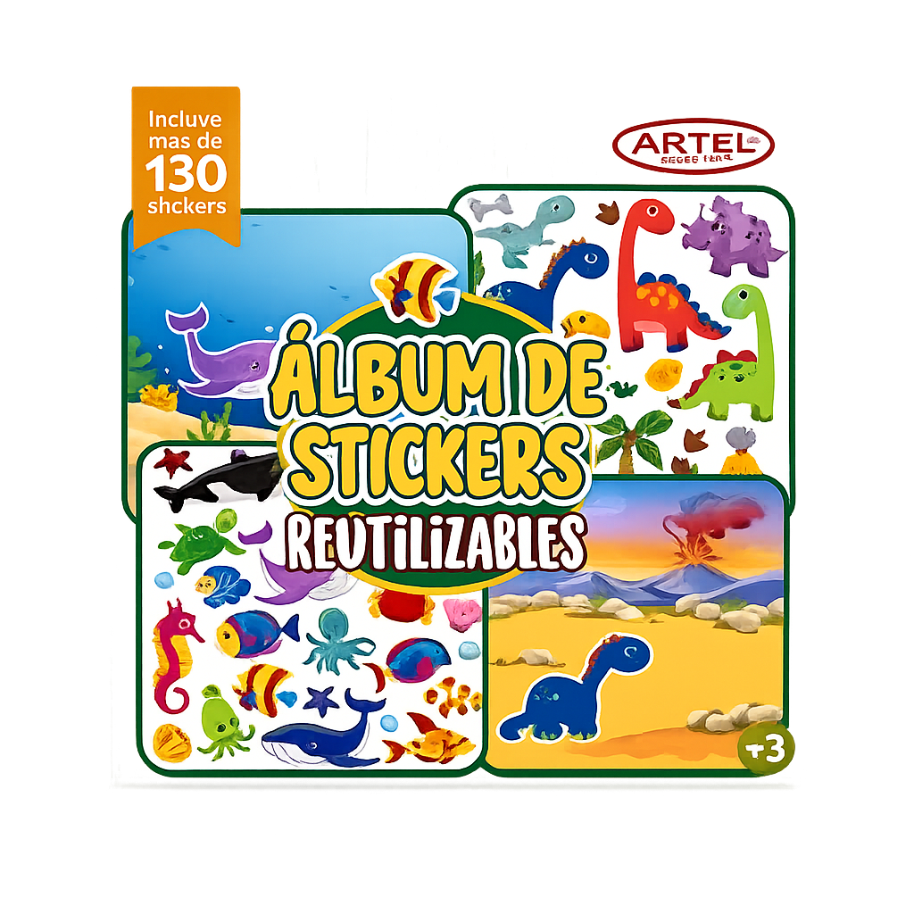 Álbum De Stickers Reutilizables Artel +de 130 Stickers