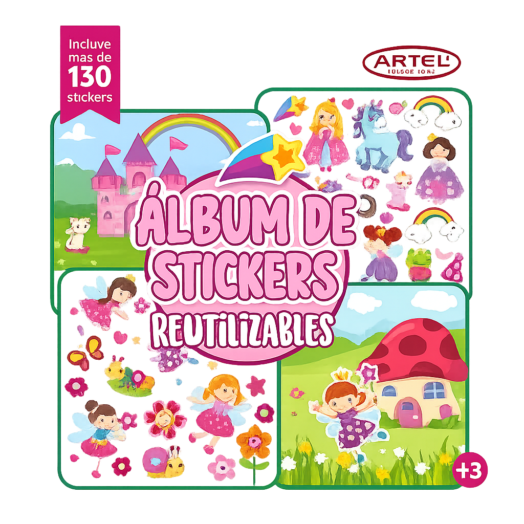 Álbum De Stickers Reutilizables Artel +de 130 Stickers