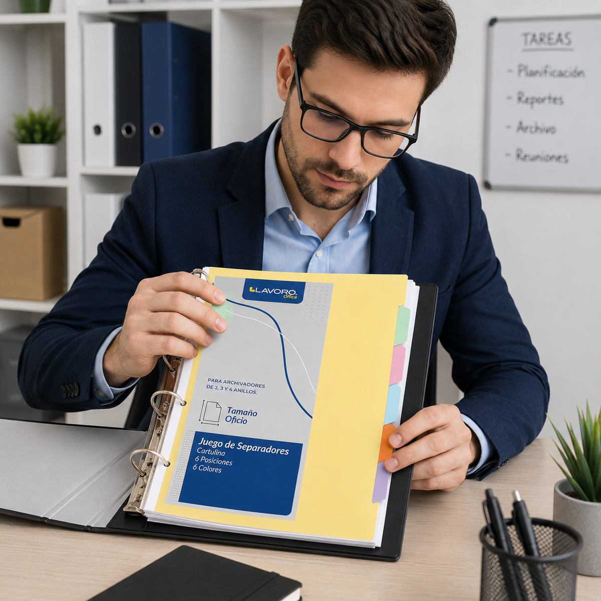 Separadores de Cartulina Oficio LAVORO Office – 6 Colores