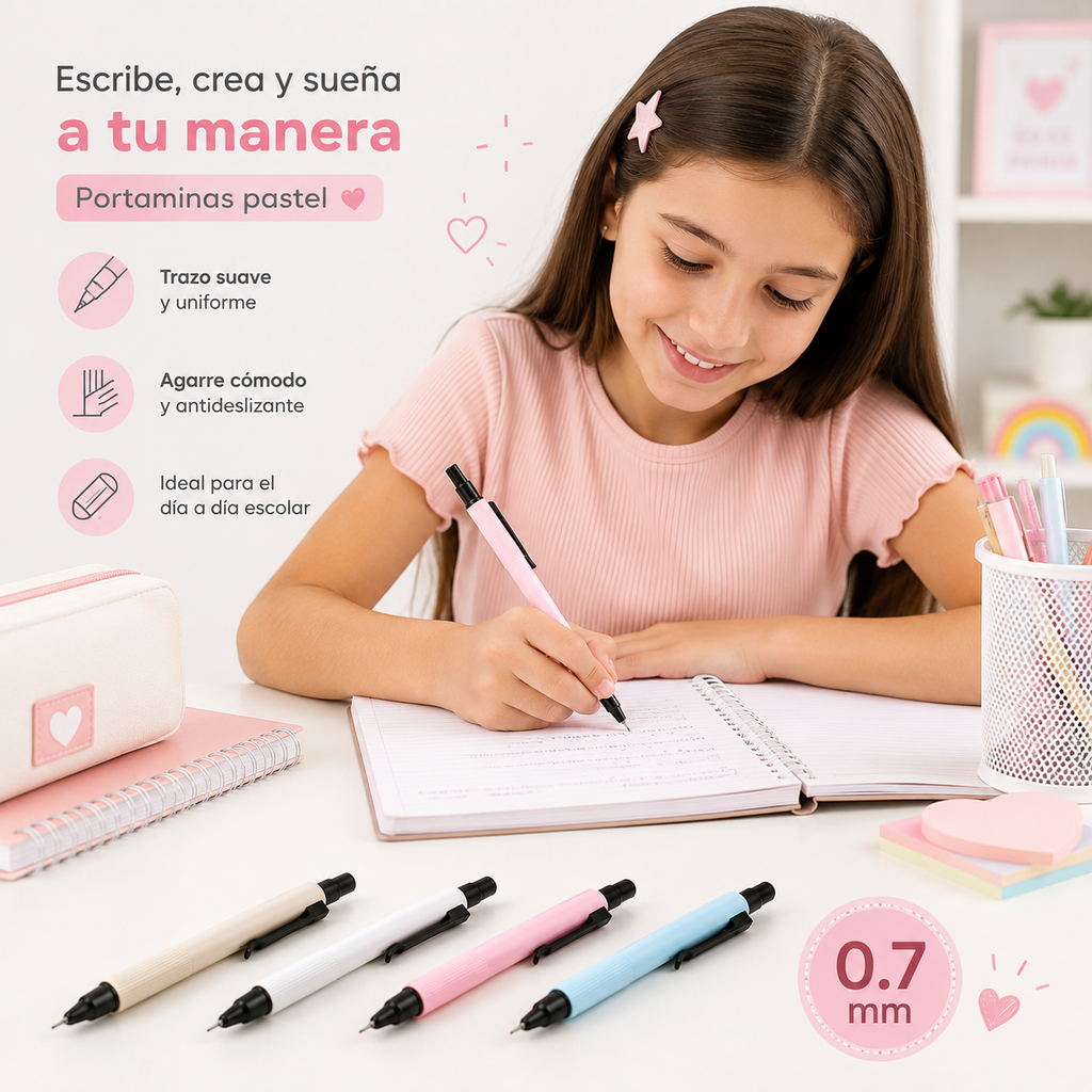 Portamina Pastel Liso 0.7 mm Unidad