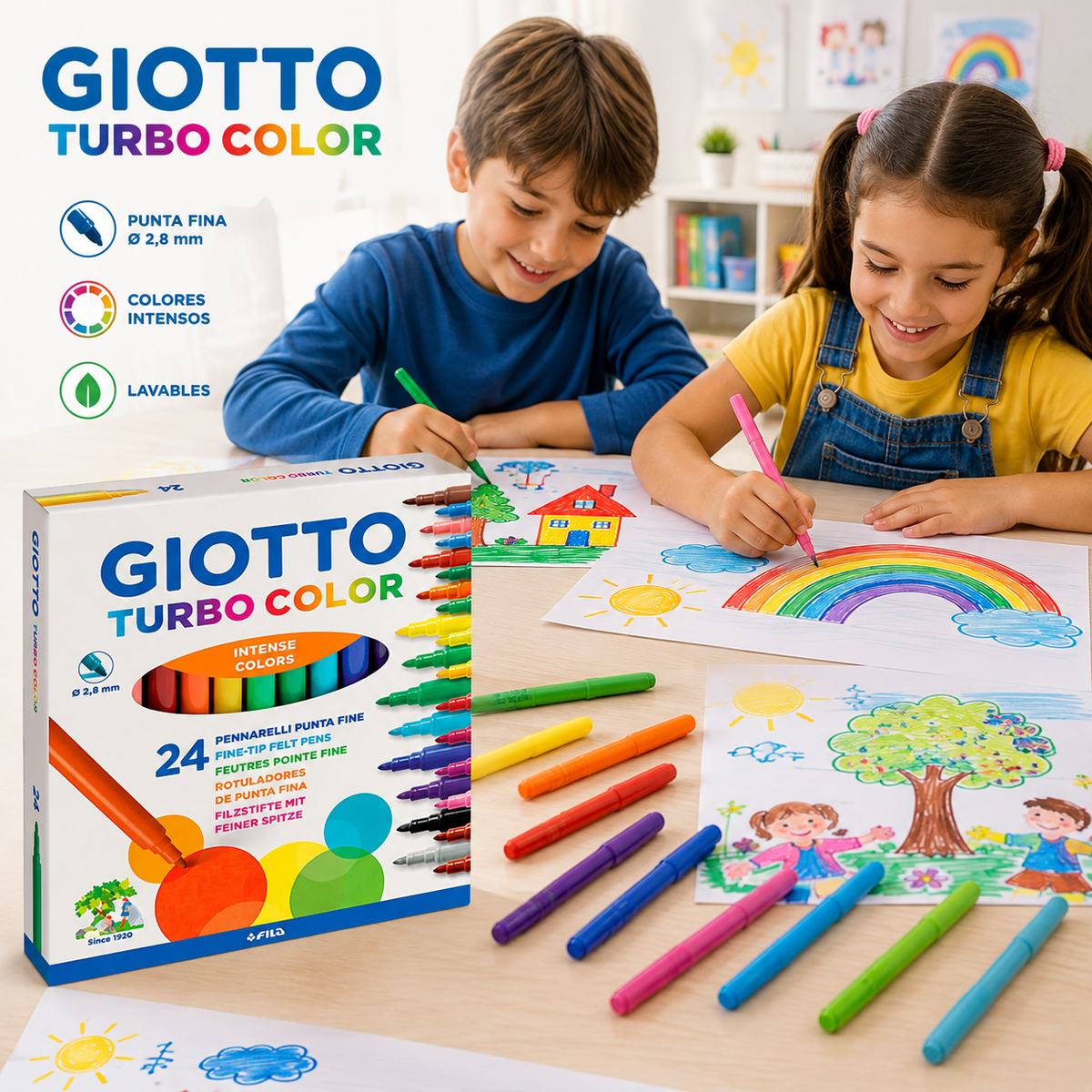 Marcadores Giotto Turbo Color - 24 Colores 🌈
