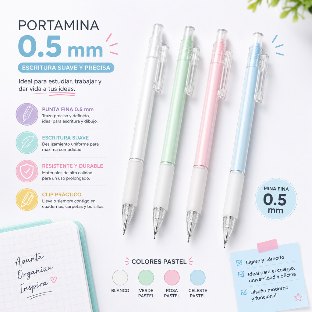 Portamina Pastel Cristal 0.5 mm Unidad