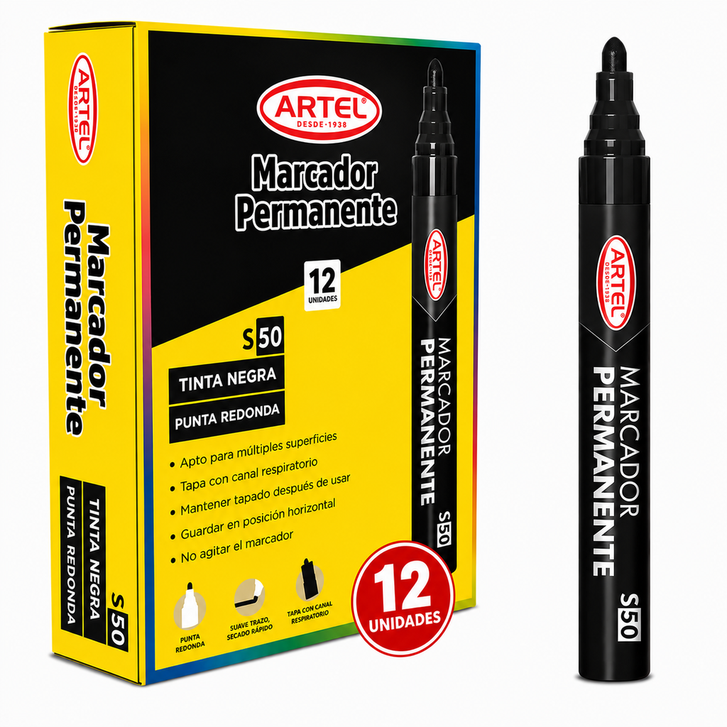 Marcador Permanente Pta Redonda x12 uni Artel