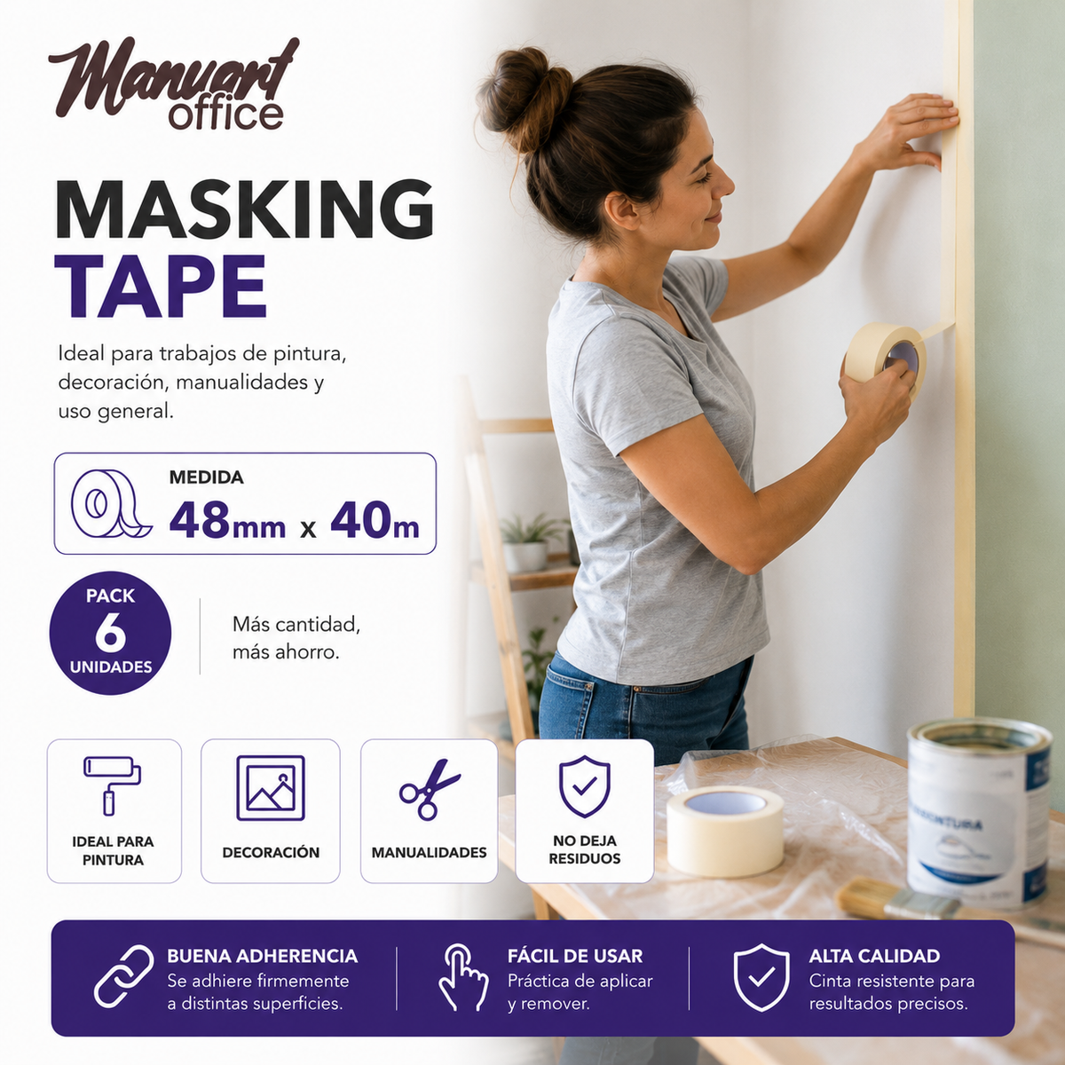 MASKING TAPE 48mmx40m X 6 uni