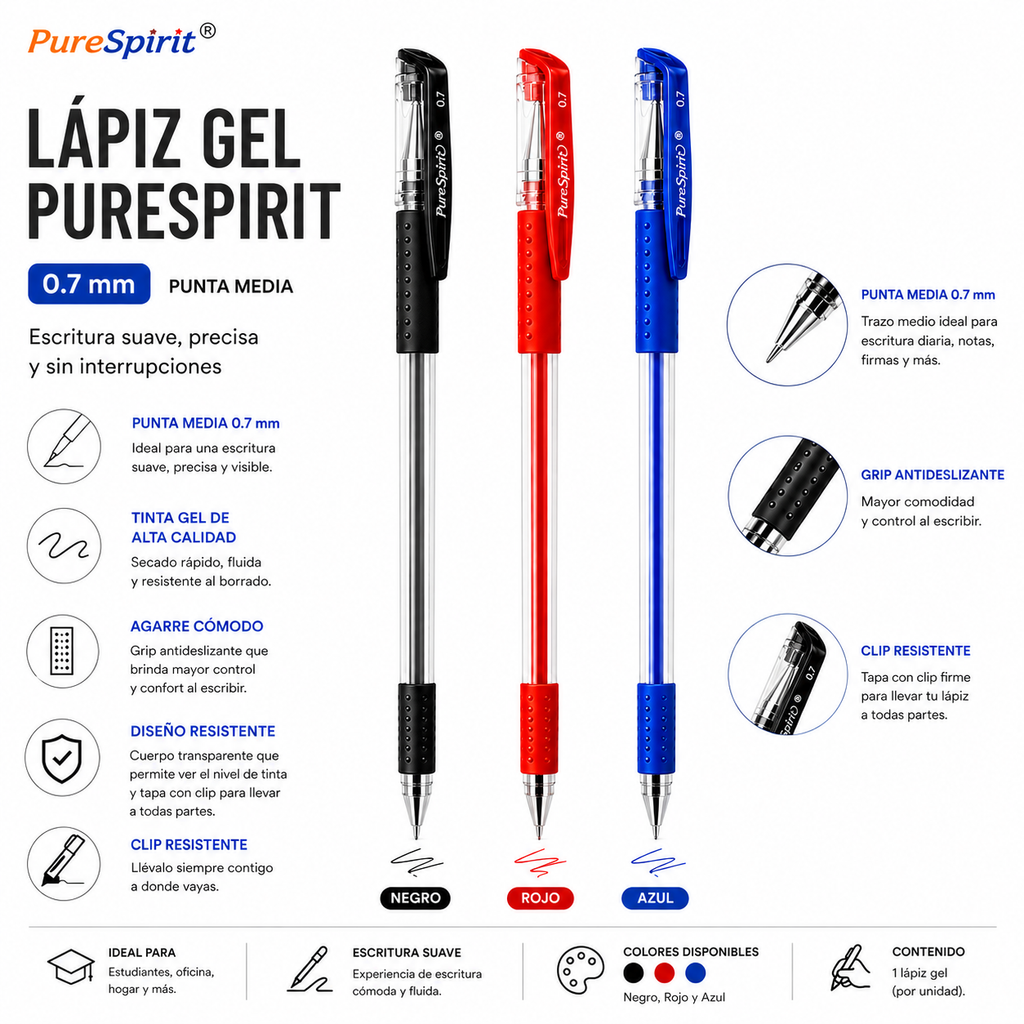 Lápiz Gel Con Tapa 0.7mm Unidad