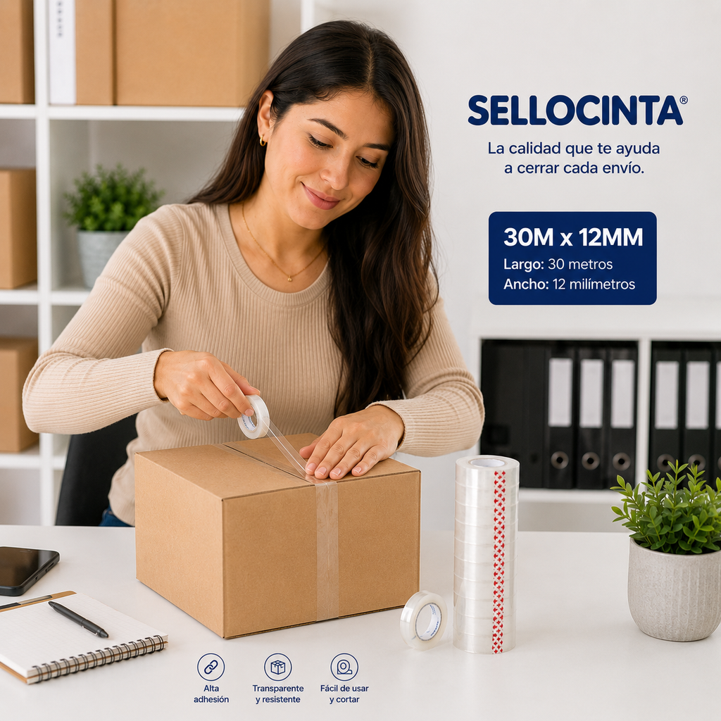 Cinta Adhesiva De Escritorio  12 Uni 30MX12MM Cristal