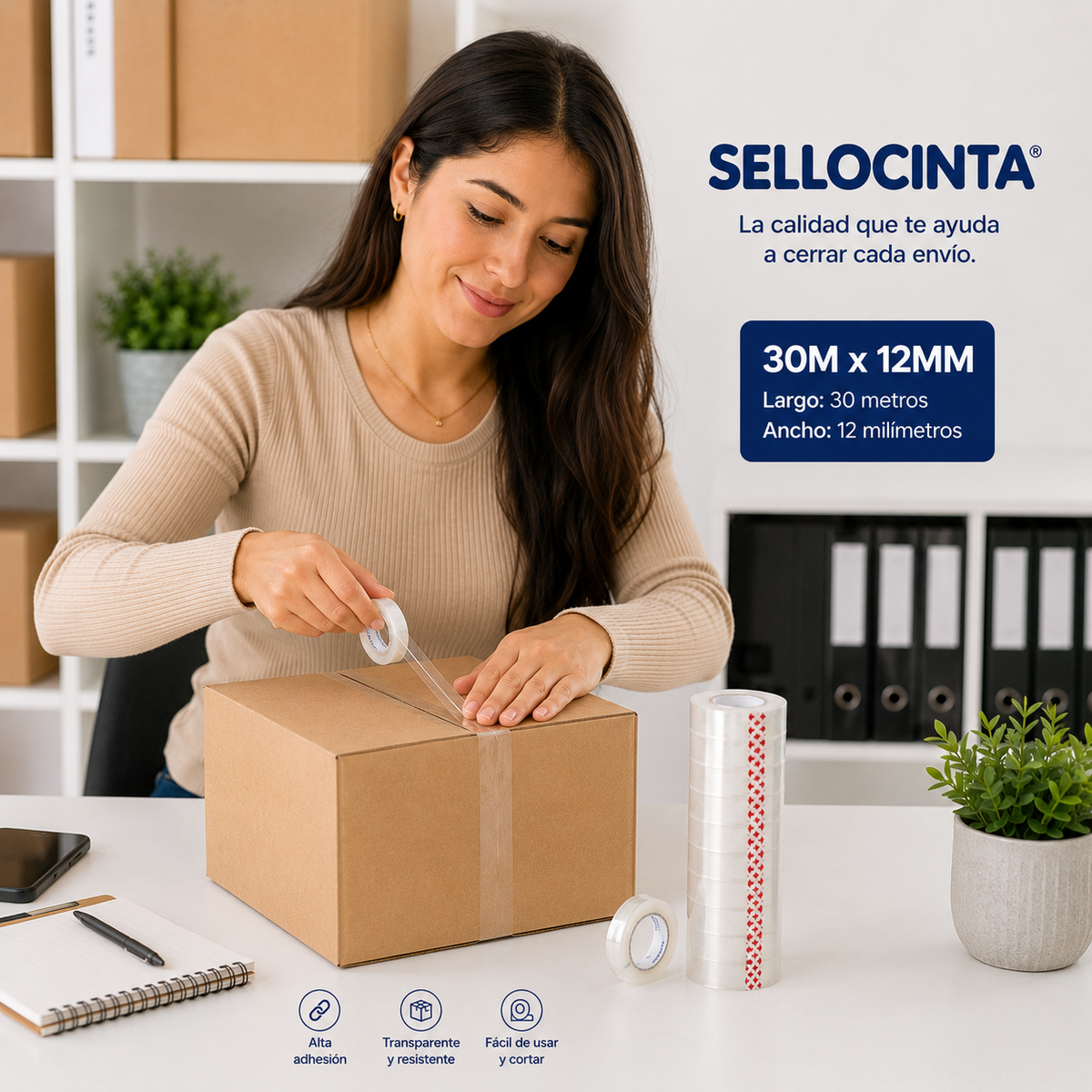 Cinta Adhesiva De Escritorio  12 Uni 30MX12MM Cristal