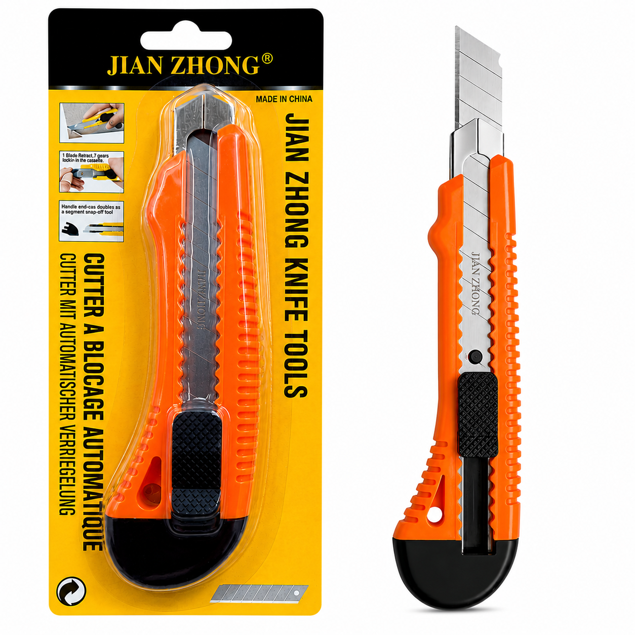 Cuchillo Cartonero Grande Con Riel Metalico y Freno