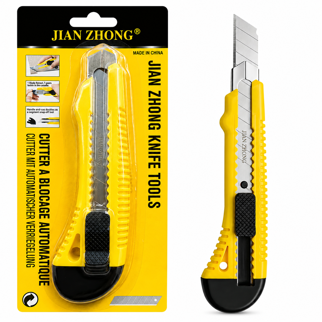 Cuchillo Cartonero Grande Con Riel Metalico y Freno