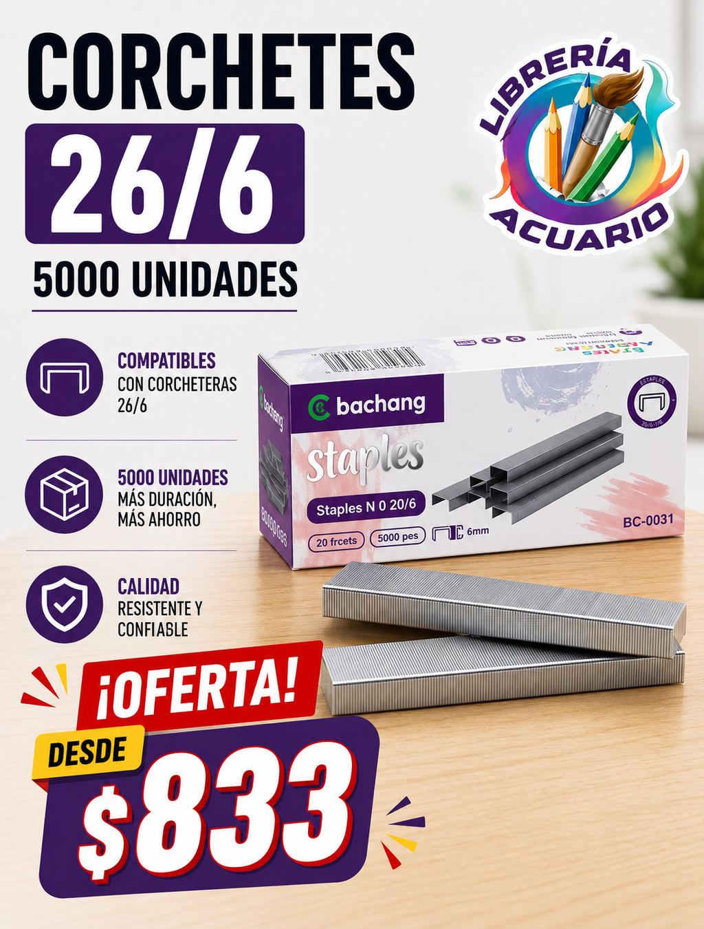 Corchete 26/6 5000 uni