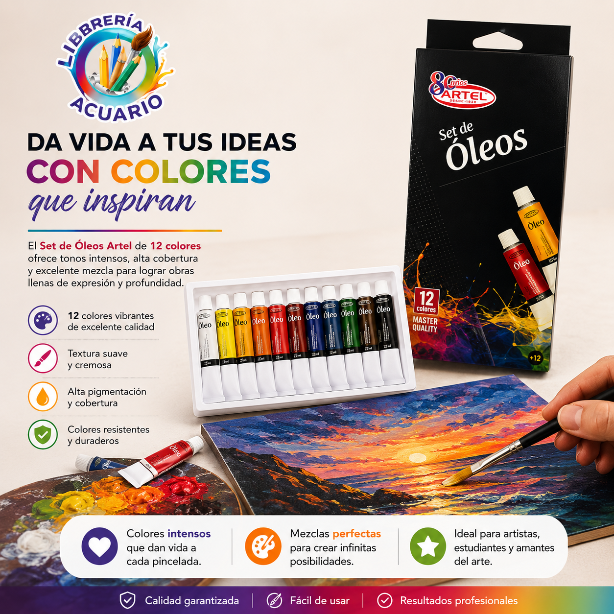 SET DE OLEOS 12 COLORES ARTEL