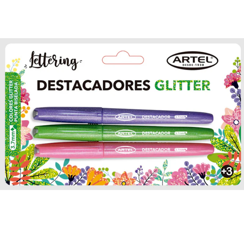 Destacadores glitter 3uni Artel