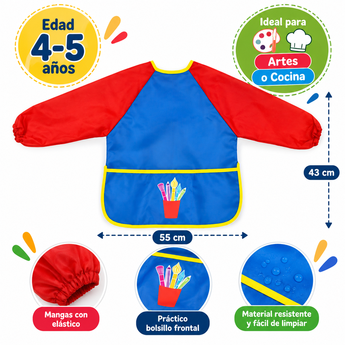 Pechera Infantil 4-5 Años Art & Craft