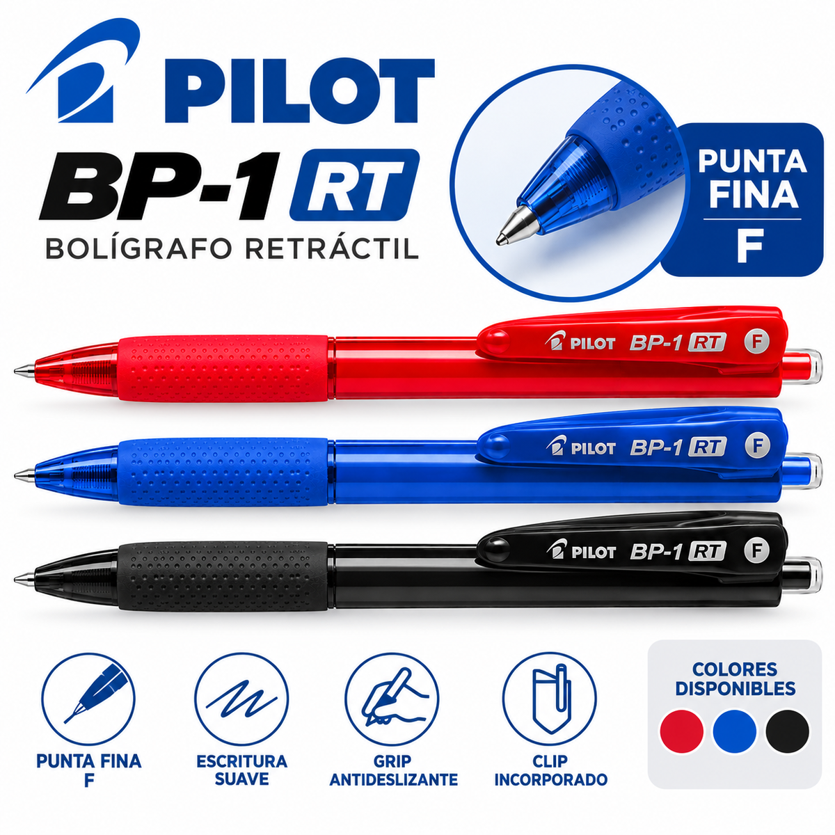 Lápiz Retractil Punta Fina Pilot BP-1RT