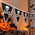 Banderín Pirata Halloween Calavera y Huesos 3 Metros