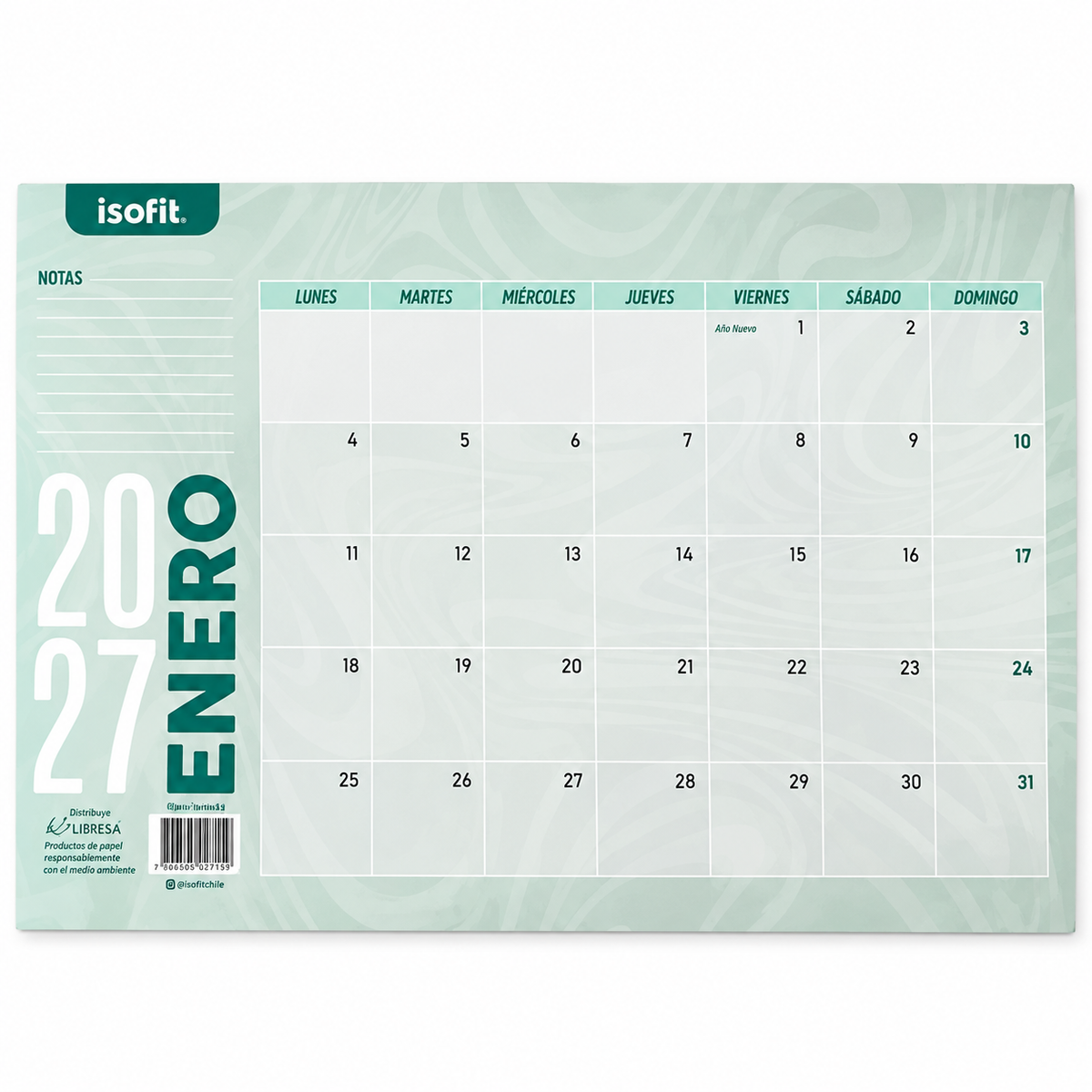Calendario Mensual de Escritorio 30x50 cm Isofit