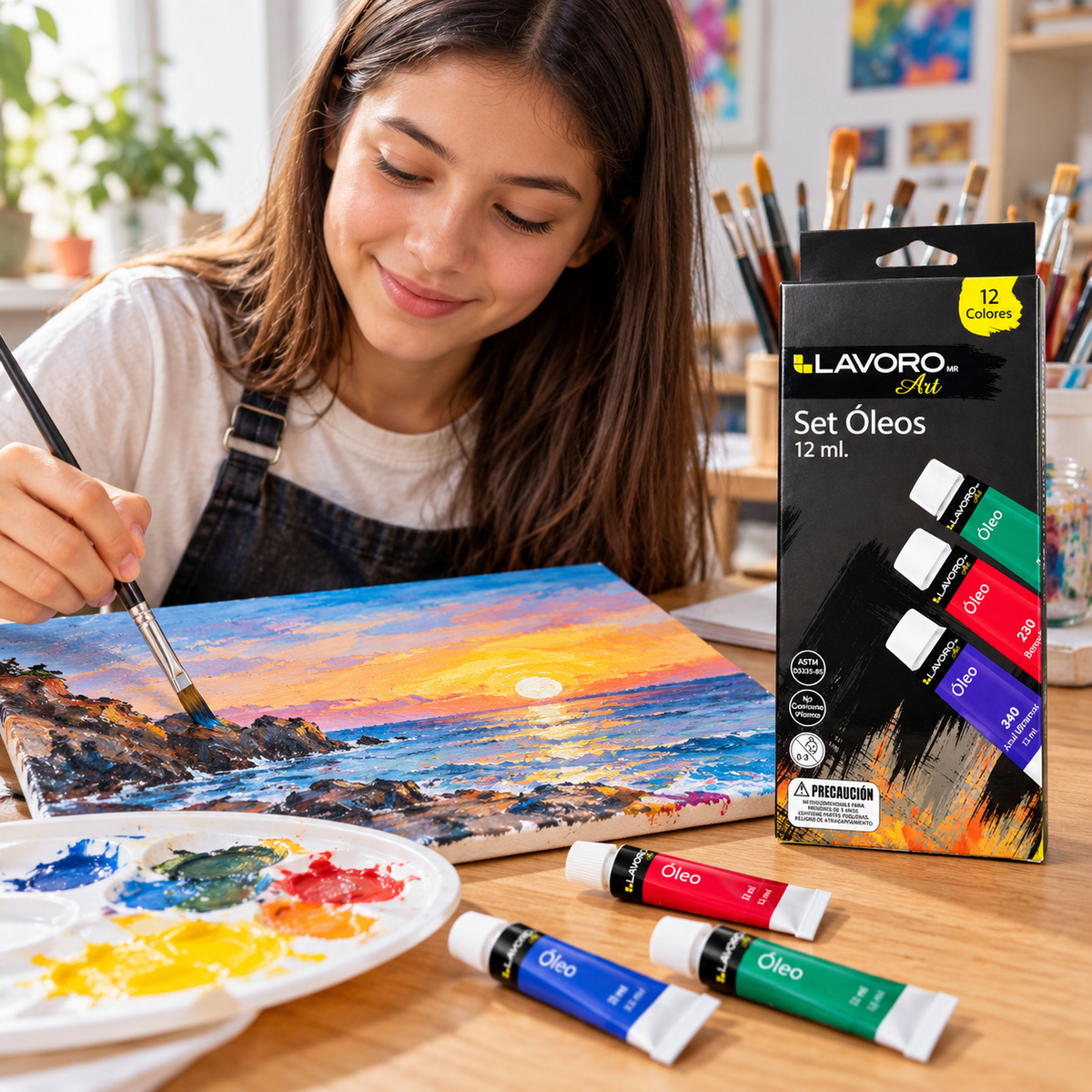Set Óleos 12 Colores 12 ml Lavoro