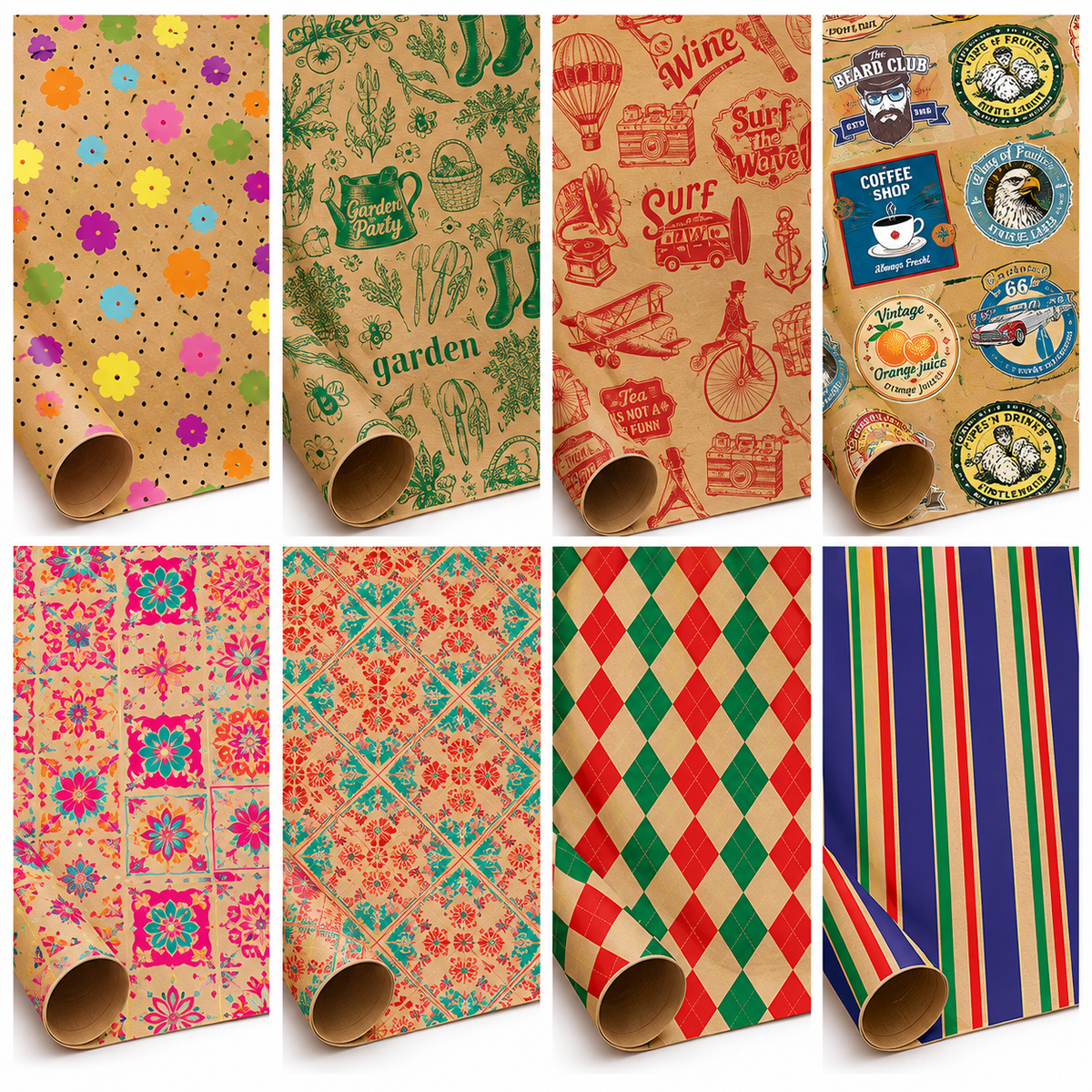 Papel Kraft Decorativo con Diseños - Art & Craf
