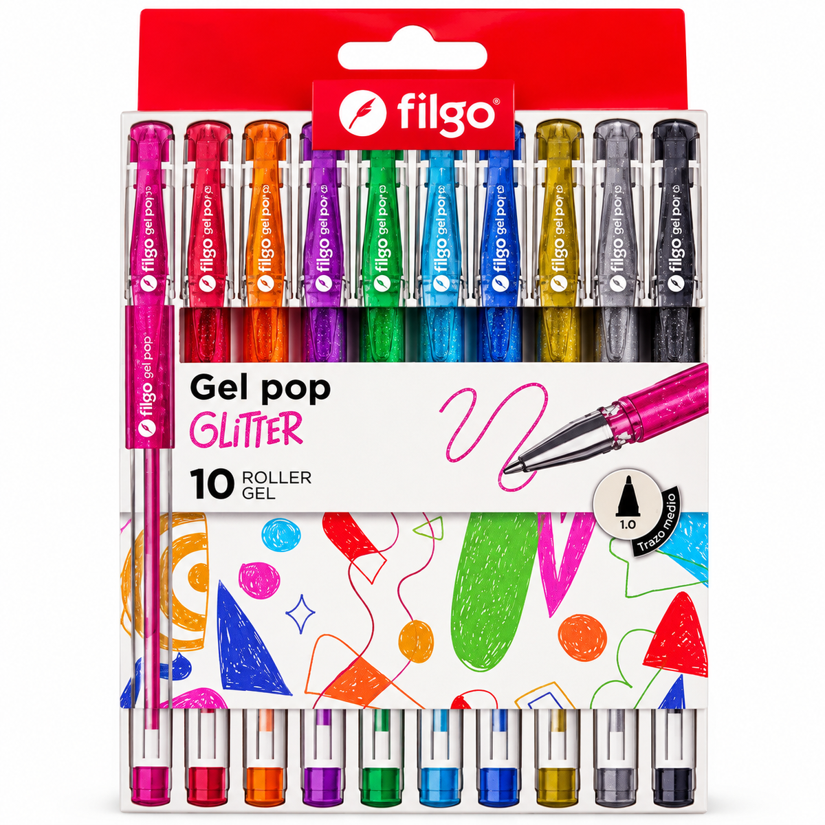 Lápiz Gel Pop Glitter Filgo 10 Colores