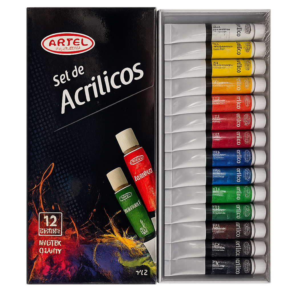 SET ACRILICOS 12 COLORES ARTEL