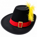 Sombrero negro con pluma amarilla