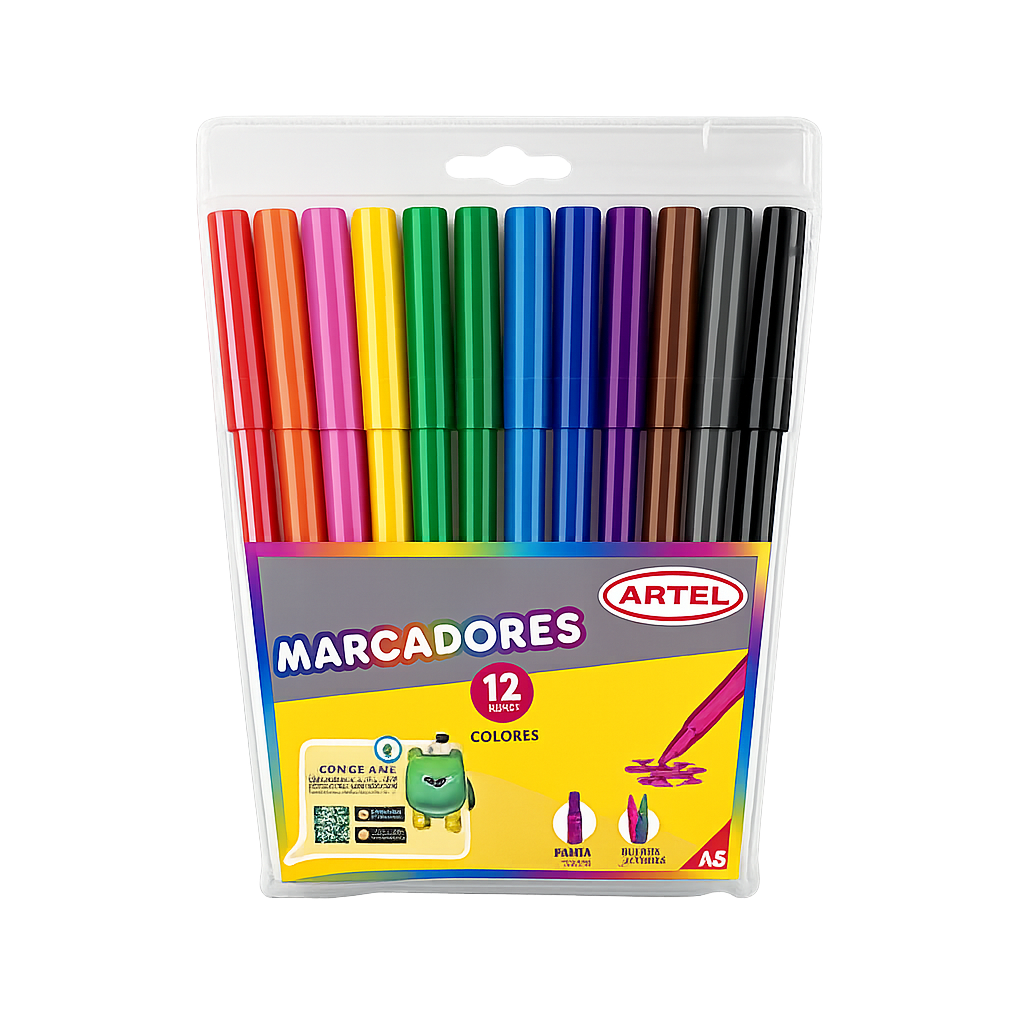 Marcadores Estuche 12 Colores, Artel.