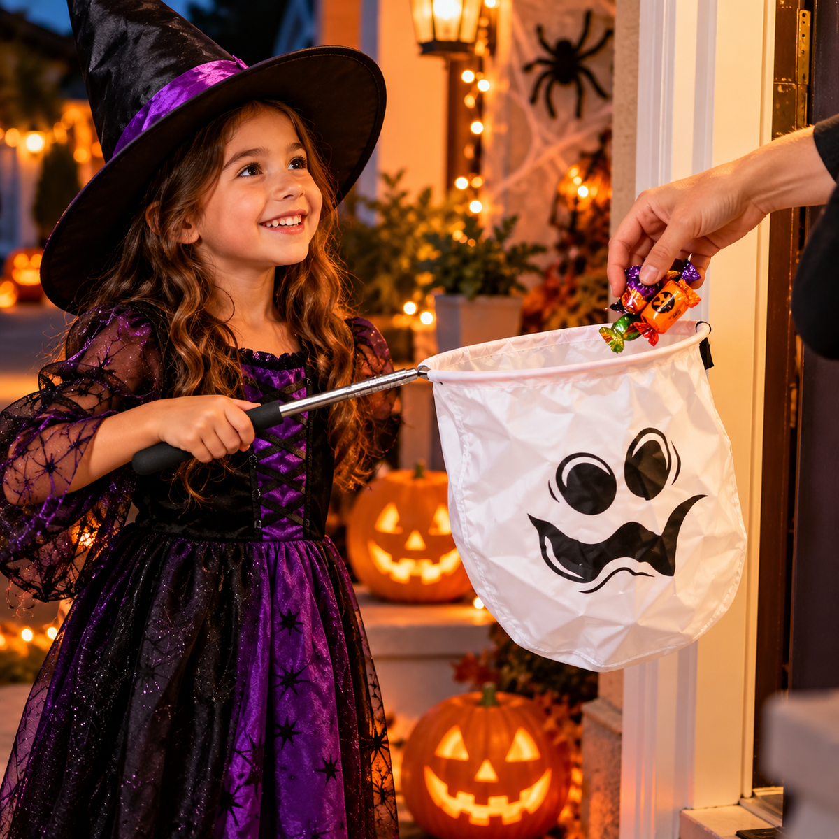 Bolsa Recolectora de Halloween con Mango Extensible Fantasma