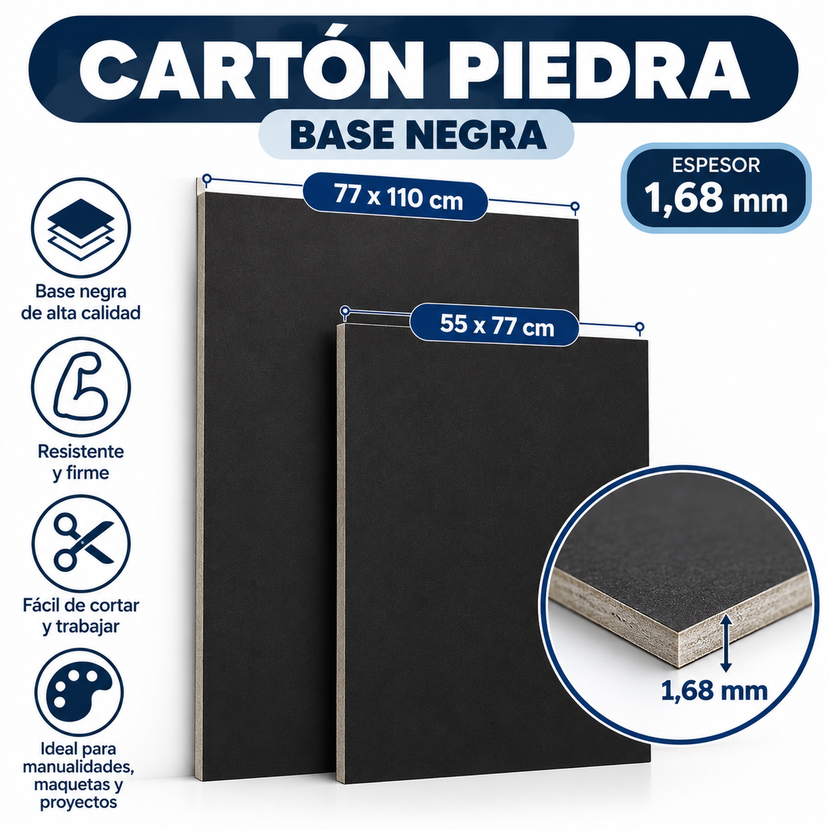 Cartón Piedra Base Negra 1,68 mm
