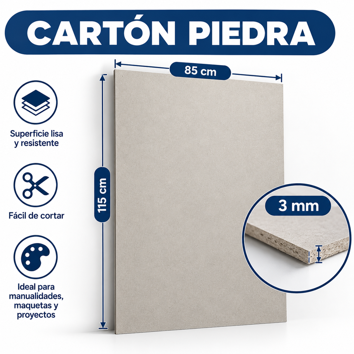 Cartón Piedra 3 mm 85x115 cm Pliego